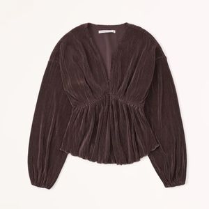 Abercrombie Long Sleeve Easy Waist Satin Top